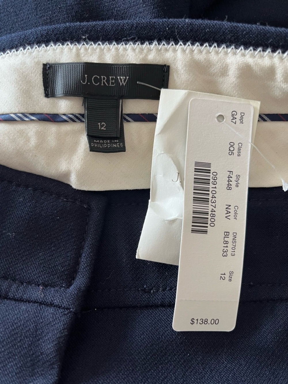 J. Crew Navy Sailor Pants Gold Button Detail Women's Size 12 - Picture 8 of 9
